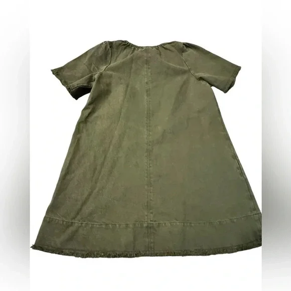 NWT Olive Green Khaki Denim Dress Small Free People When Hearts Align Dress - Picture 6 of 9